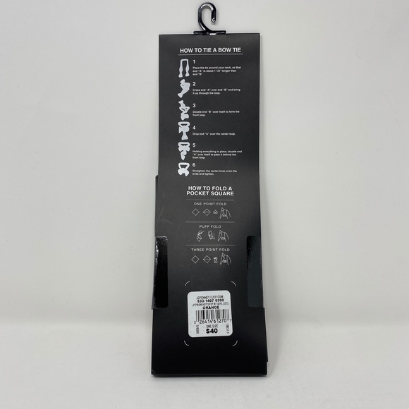 JF J. Ferrar Bow Tie & Pocket Square Combo Peach - Picture 3 of 4